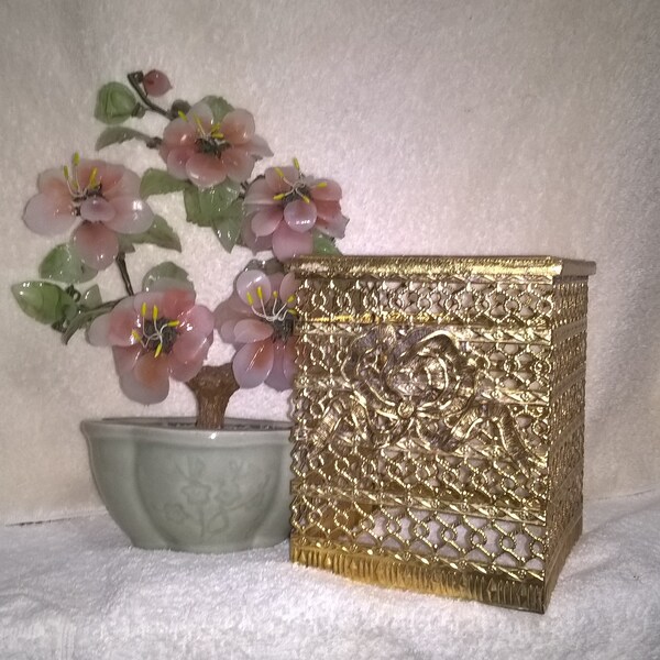 Square Ormolu Gold Kleenex Box