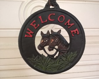 Welcome Sign  Cast Iron  8.5&quot; Diameter