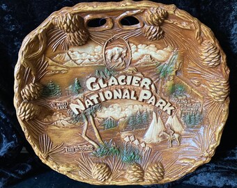 Glacier National Park Souvenir   Dimensional Wall Art Plaque  12 X 10.5&quot;