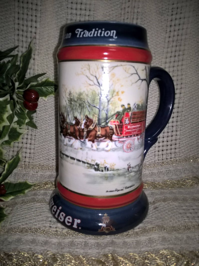 3 Budweiser Steins 1990 1991 1992 Set Of3 Etsy