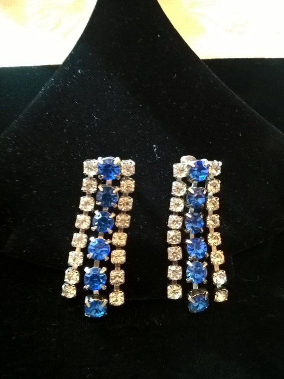 Cobalt Blue Dangle Earrings Pierced - image 2