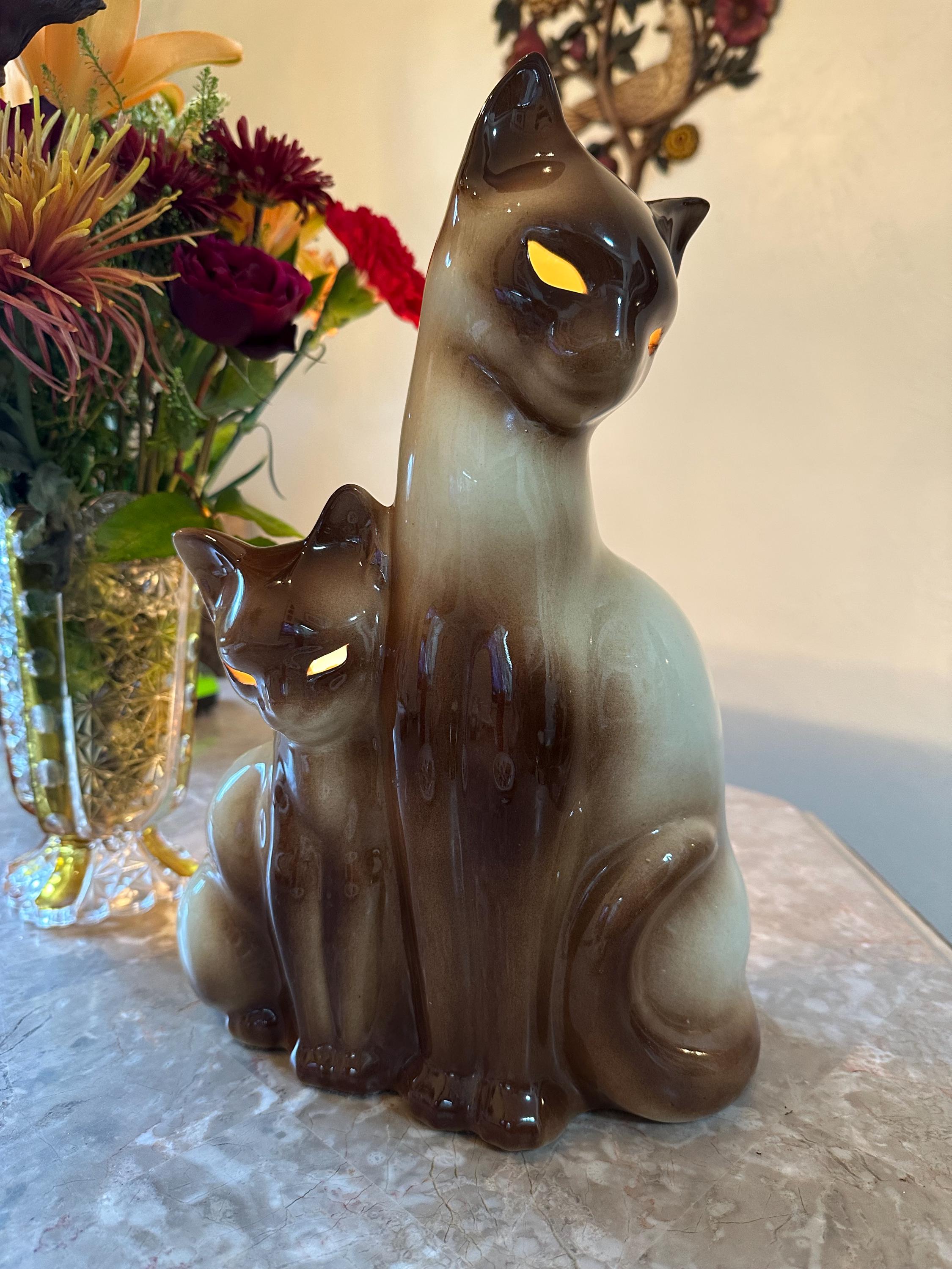 花台 christian aujard DECORATION 猫脚 TV Lamp Siamese Cats by Kron - Etsy