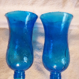 Lamp Replacement Globes in Blue, Standing 10&quot; Tall,  Set of 2