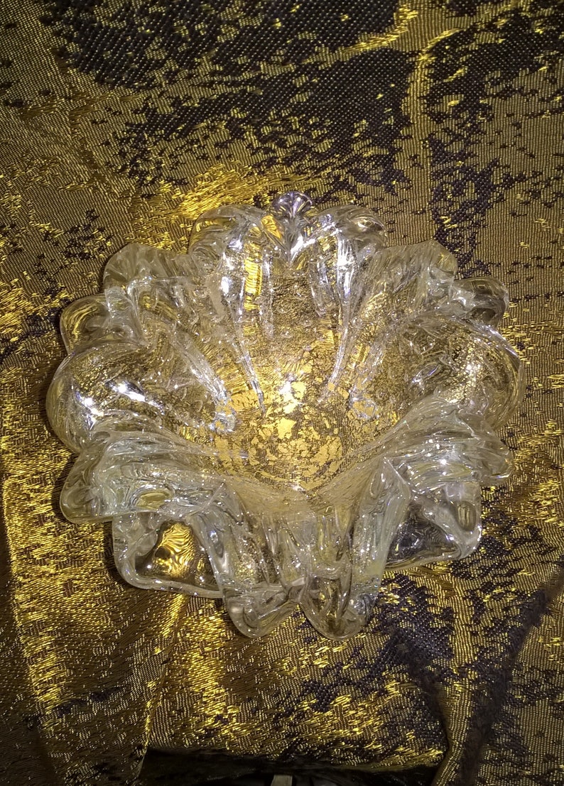 Murano Art Glass Dish Gold Flecks