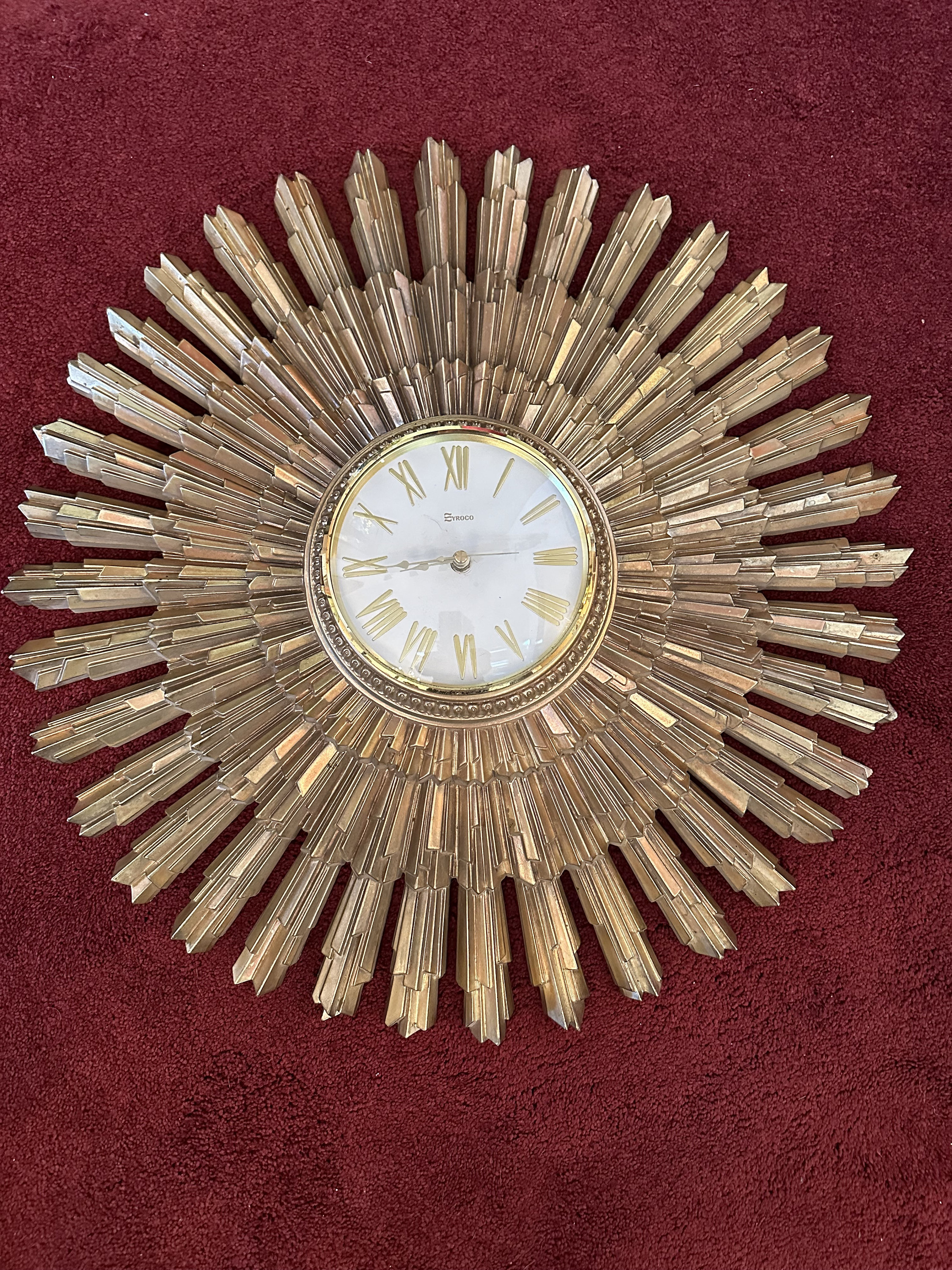 Starburst Wall Clock by Syroco Signed & Numbered Keeps Perfect