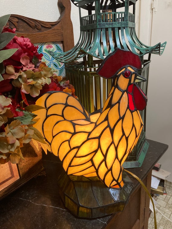 Stain Glass Accent Lamp Rooster Etsy Australia