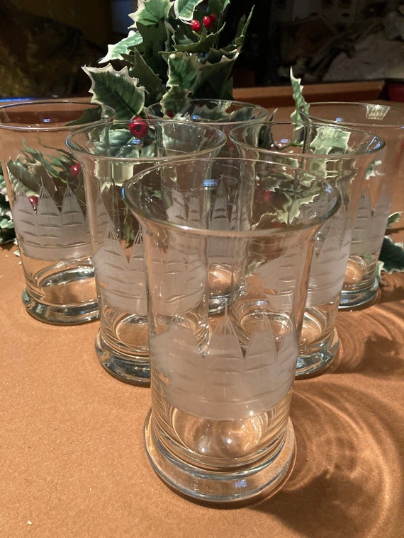 Crystal Clipper Ship Large Drink Glasses Set of 6 - Etsy