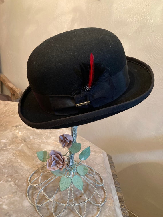 Classic Derby Black Hat  100% Wool Size M - image 1