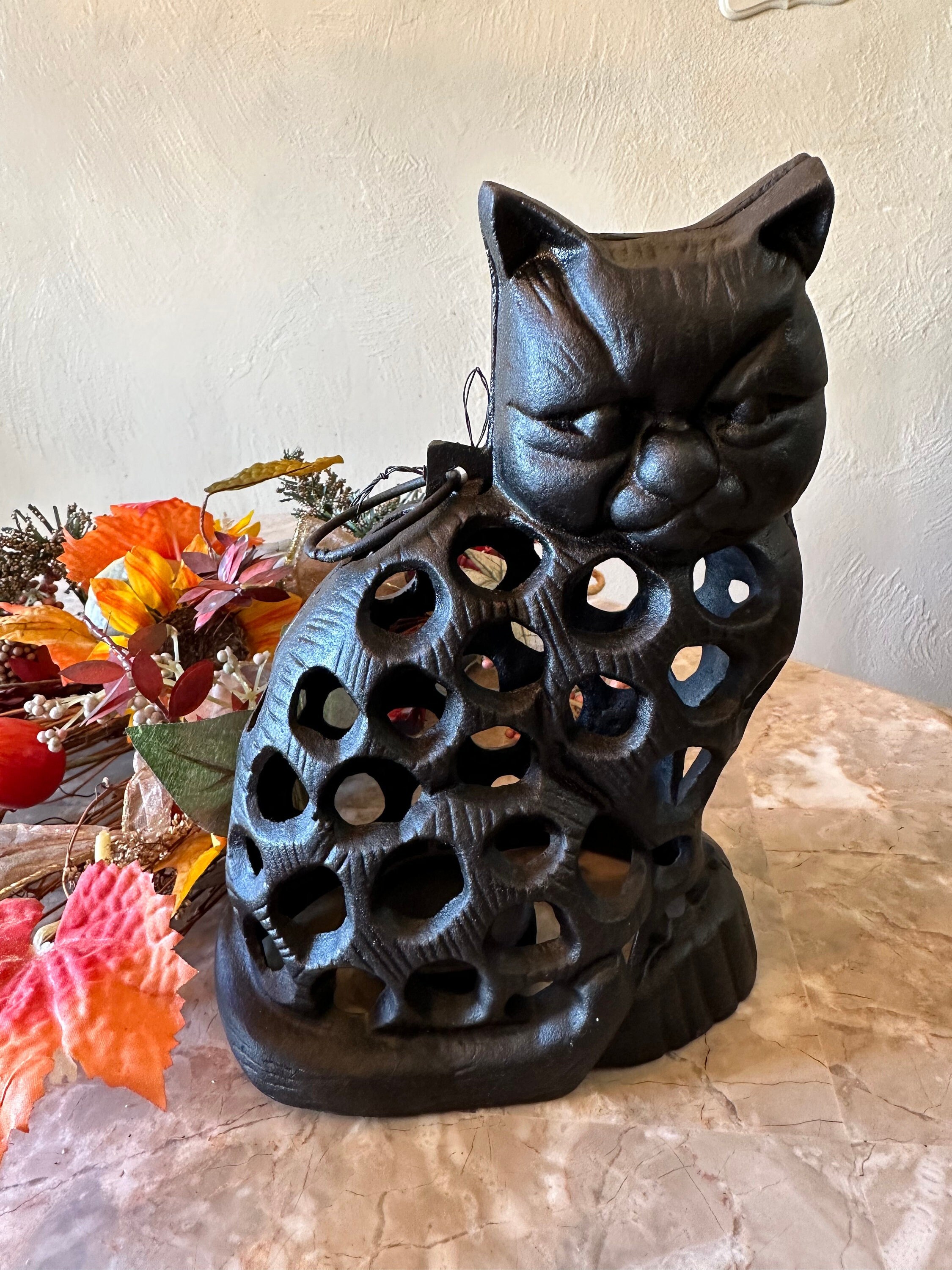 Cast Iron Black Cat Lantern - Etsy