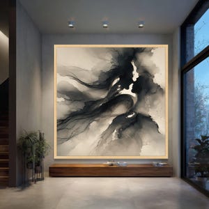 Romantic Couple Silhouette Canvas, Abstract Love Art, Intimate Embrace Wall Decor, Black and White Canvas Print, canvas painting,gift, image 2