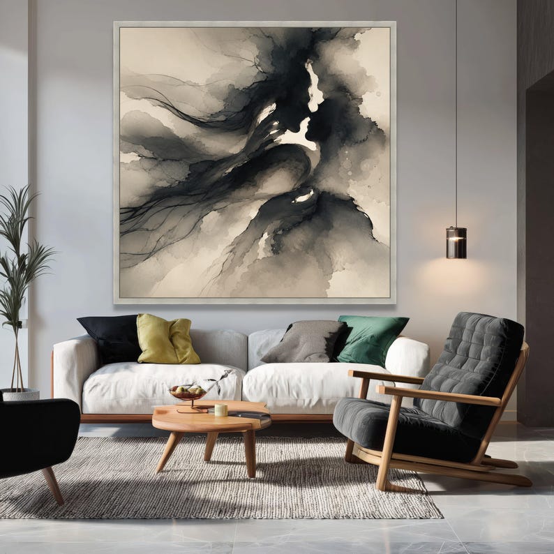 Romantic Couple Silhouette Canvas, Abstract Love Art, Intimate Embrace Wall Decor, Black and White Canvas Print, canvas painting,gift, image 5