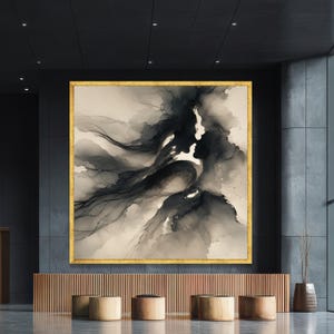 Romantic Couple Silhouette Canvas, Abstract Love Art, Intimate Embrace Wall Decor, Black and White Canvas Print, canvas painting,gift, image 3