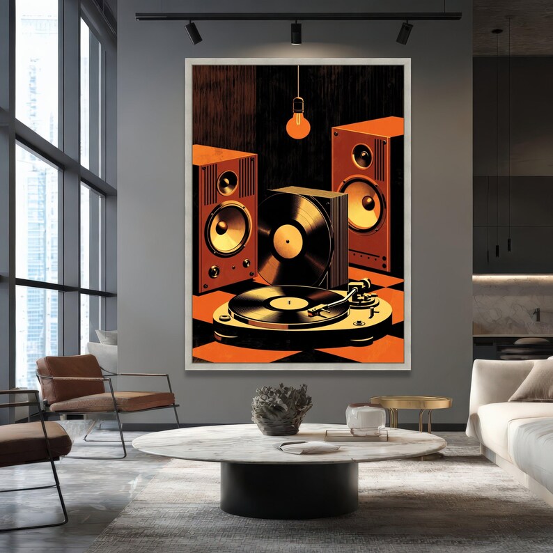Vintage Vinyl Record Player Canvas, Retro Music Wall Art, Turntable ...