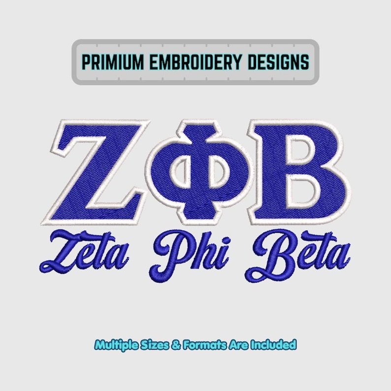 Zeta Phi Beta Embroidery Font File, Sorority Greek Letter Stitch Design ...