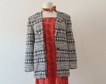 Vintage Neutral Patterned Blazer | Size 8