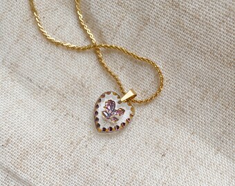 Vintage Iridescent Rose Necklace