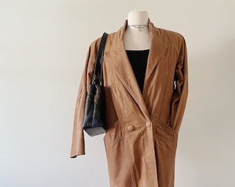 Vintage Long Suede Camel Trench | Size XS SM