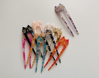 Acetate Cat Hair Pins