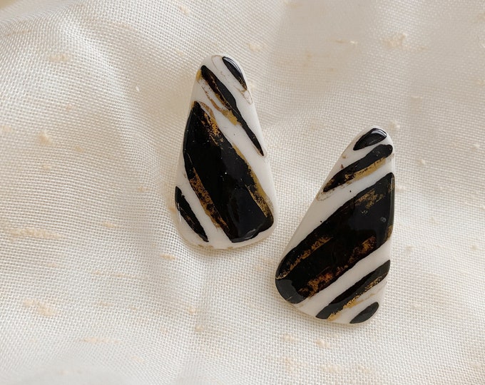 Vintage Ceramic Studs with Gold Accents
