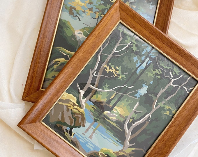 Vintage Framed Paint By Numbers Landscape Paintings