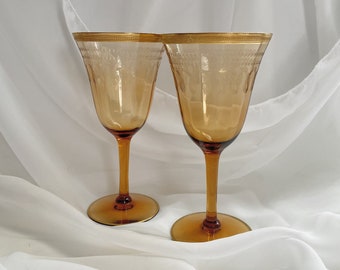 Vintage Amber Coupe Glass