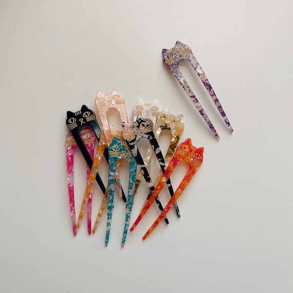 Acetate Cat Hair Pins