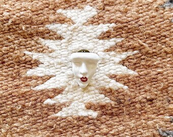 Vintage Ceramic Face Pin