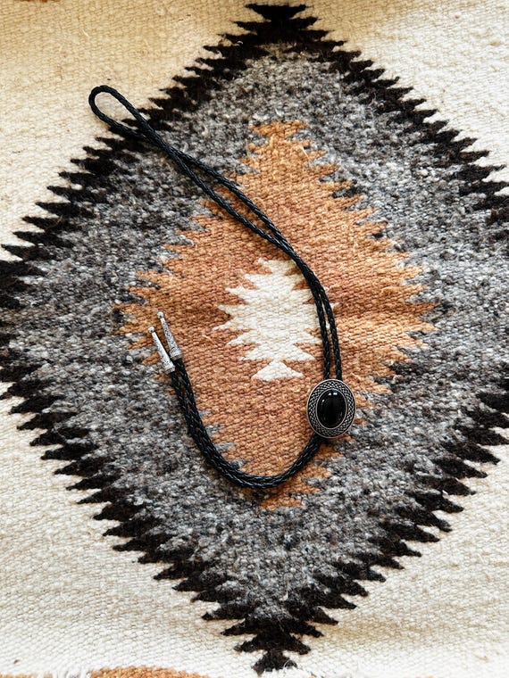 Vintage Decorative Silver & Black Bolo