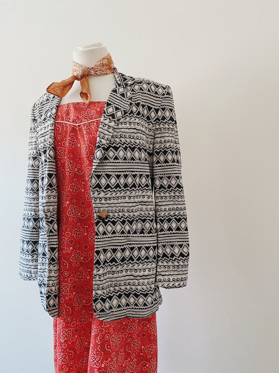 Vintage Neutral Patterned Blazer | Size 8 - image 2