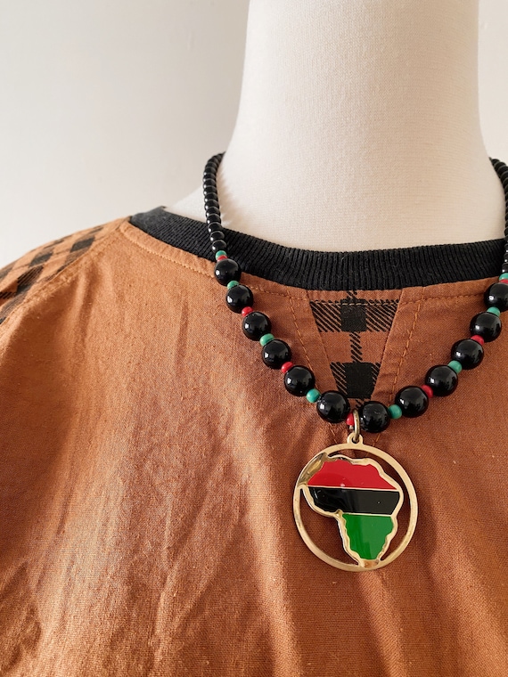 Vintage Beaded Pan-Africa Necklace | 20" Length