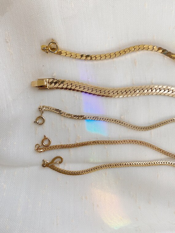 Vintage Gold Tone Herringbone Bracelets