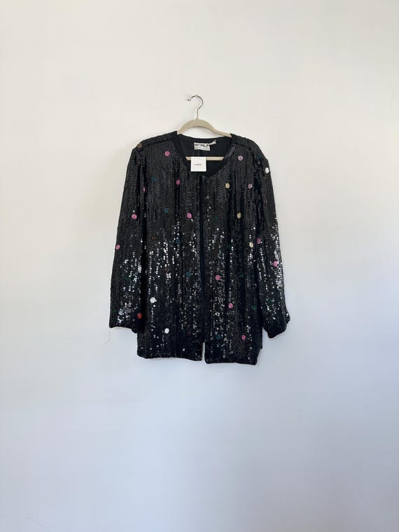 Vintage Swirly Sequin Cardigan | Size XL