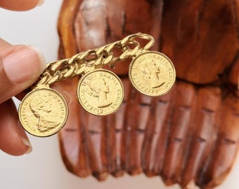 Vintage Farthing Coin Brooch Pin