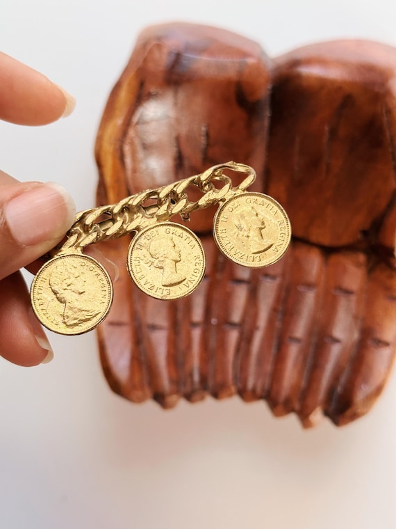 Vintage Farthing Coin Brooch Pin