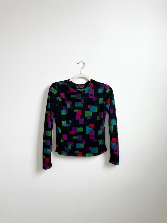 90s Y2k Mesh Long Sleeve Top | Size P