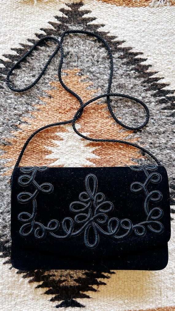 Velvet Western-Inspired Crossbody Evening Bag