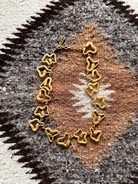 80s 90s Whimsical Abstract Chain Necklace | 16" Length