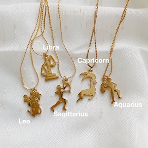 Dainty Gold Zodiac Necklaces with Rhinestone Accents image 4