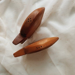 Vintage Wood Salt and Pepper MCM Fish Shakers image 3