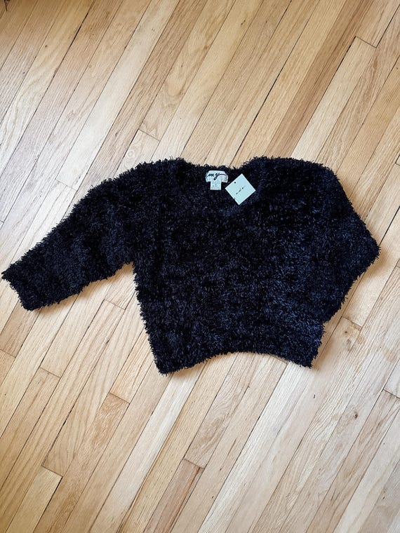 Vintage Textured Black Sweater | Size M