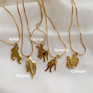 Dainty Gold Zodiac Necklaces with Rhinestone Accents image 3