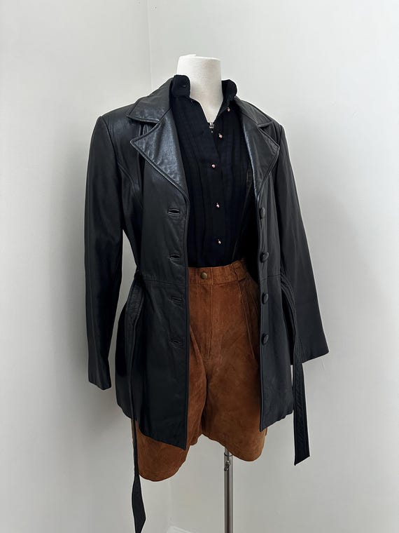 90s Black Leather Jacket | Size  M