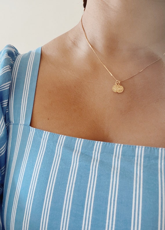 Dainty Brass Zodiac Coin Disc Necklaces