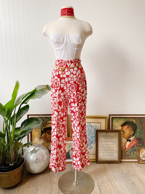 Vintage Patterned Floral Pants | 25" Waist