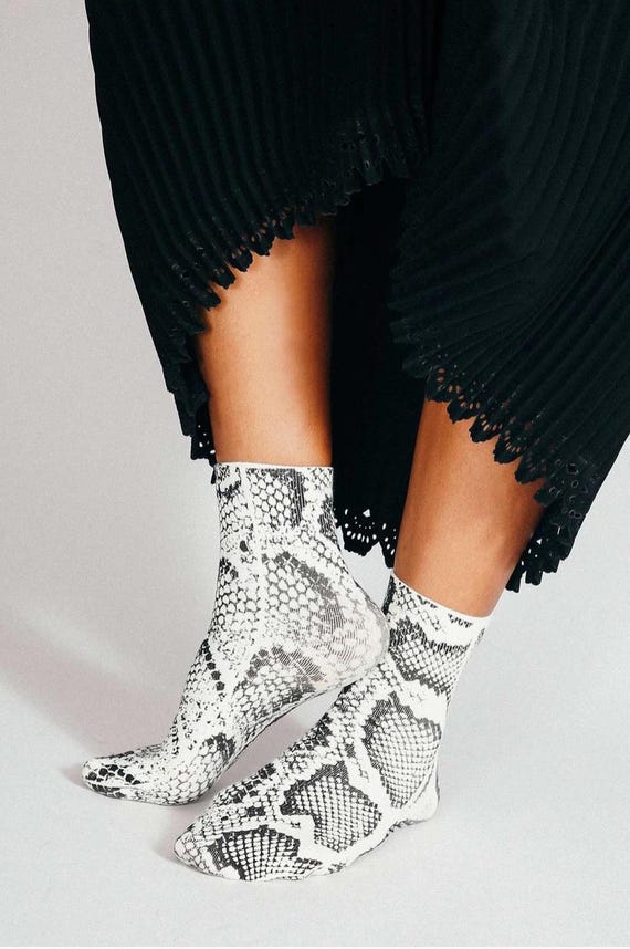 White Snake Ankle Socks