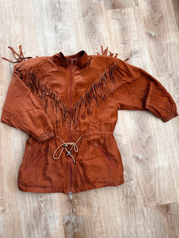 1990s Silk Fringe Windbreaker | Size MED
