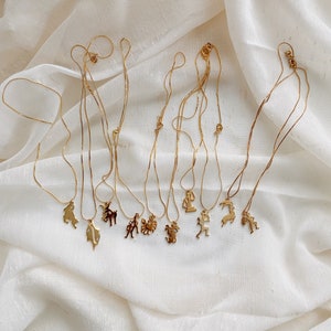 Dainty Gold Zodiac Necklaces with Rhinestone Accents image 2