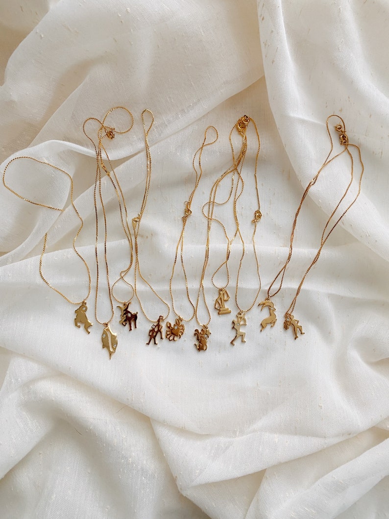 Dainty Gold Zodiac Necklaces with Rhinestone Accents image 2