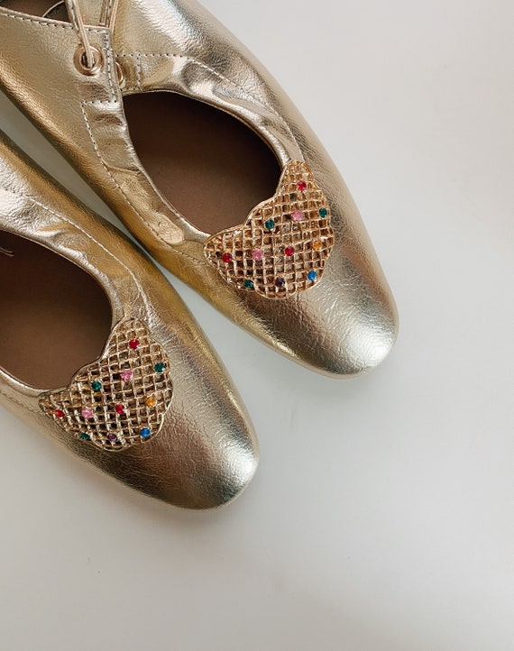 Vintage Jeweled Goldplated Shoe Clips