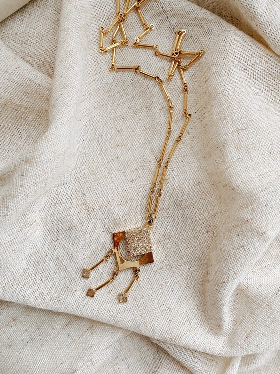 Vintage Textured Goldtone Link Necklace